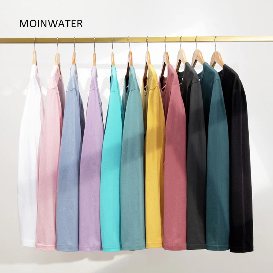 MOINWATER женские новые футболки с длинным рукавом из 100% хлопка женские одиннадцать цветов базовые повседневные футболки топы на весну-осень MLT2201