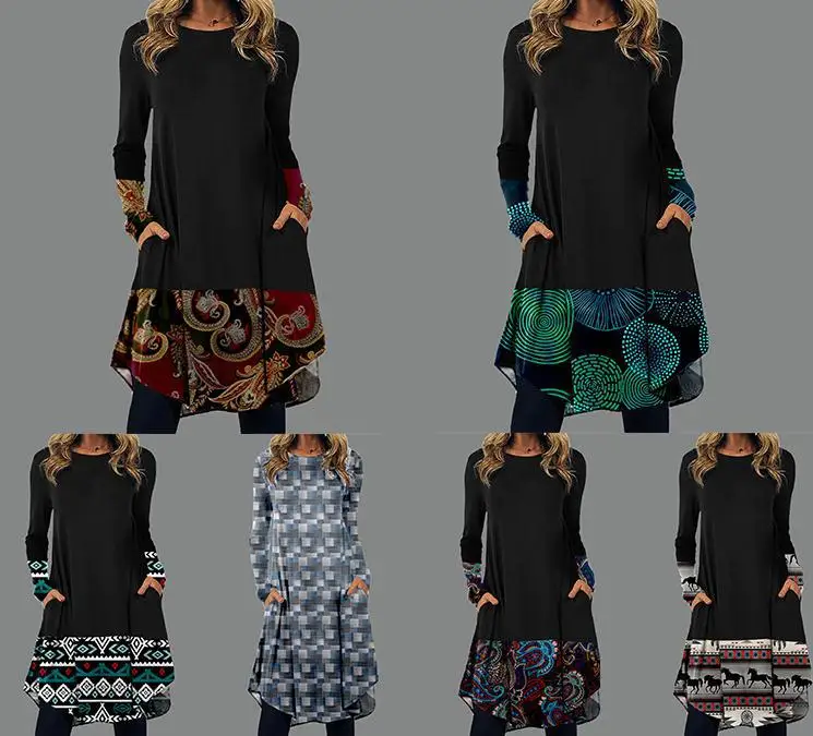 

Elegant Women Dress Summer Vintage Print Long Sleeve A-Line Dress Sundress 2022 Fashion Female Loose Dresses Vestidos