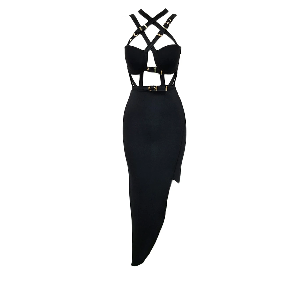 

Sexy Bandage Dress Women 2022 New Elegant Spaghetti Strap Black Bodycon Dress Casual Party Dress Vestidos
