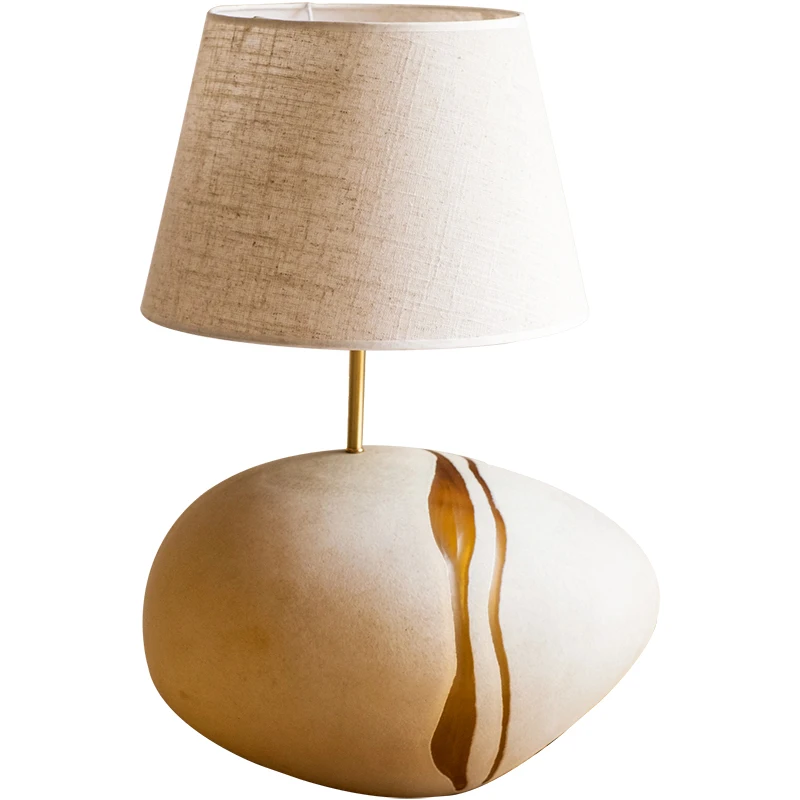 

Table Lamp Pebble Glass Retro Creative Warm Light Bedside Lamp Cozy Bedroom Decoration Domestic Housewarming Gift