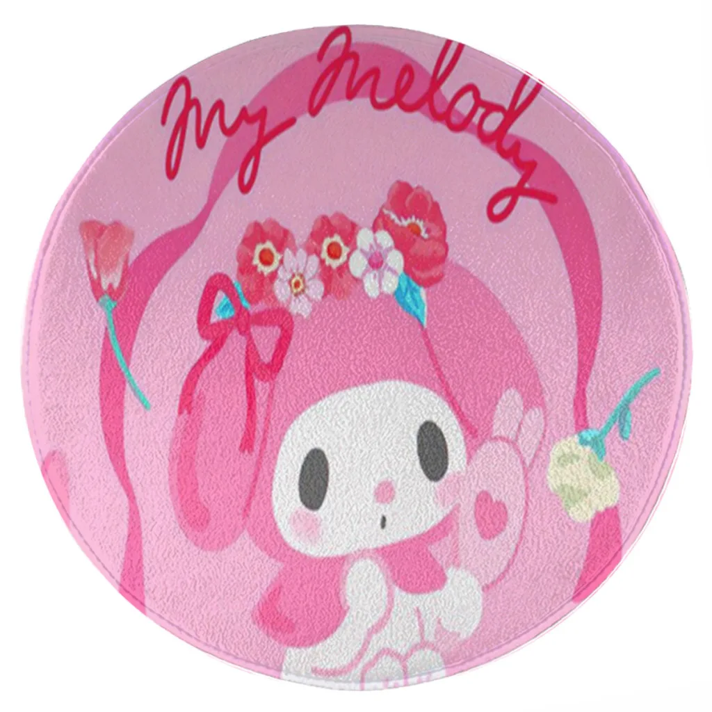 

Круглый ковер Kuromi с принтом, ковер для гостиной и спальни, Противоскользящий коврик для йоги с дверью, напольные коврики, подарок на день рождения