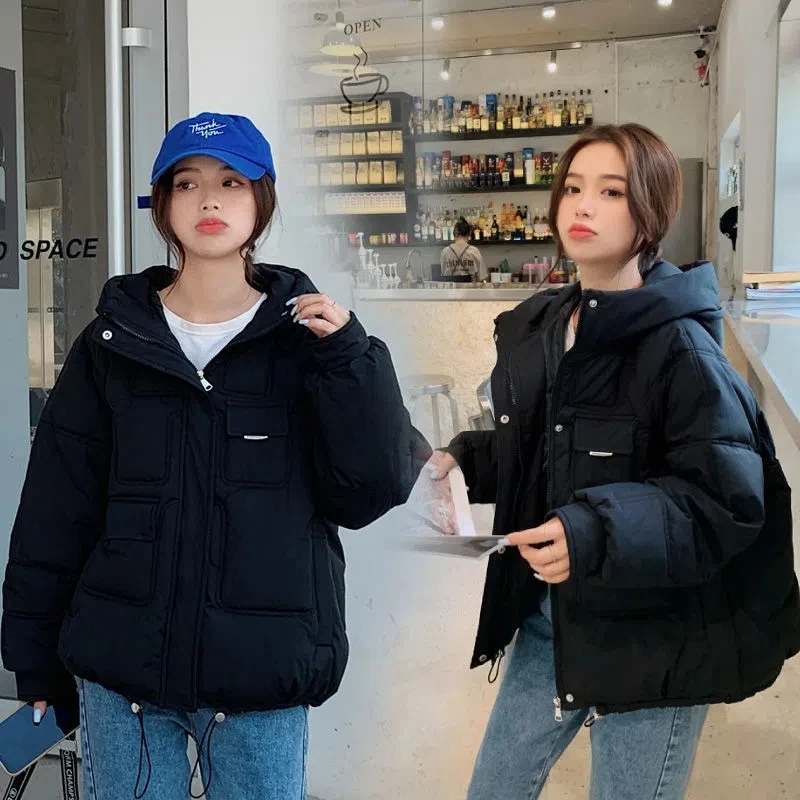 European Station 2022 Winter New Cotton Padded Jacket Women's Hooded Bread Coat Winter Warm Thicken Jacket Korean Loose Parkas