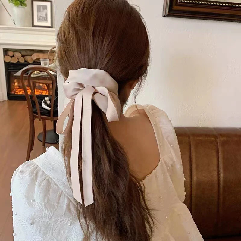 

French Elegant Ballet Ponytail Headdress Satin Ribbon Hair Rope Vintage Tie For Women Girl Elegant Sweet Headwear 2023 New