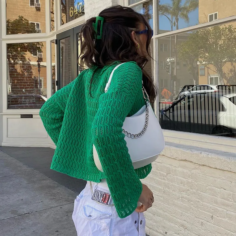 Винтажный кардиган Y2K Fairycore Grunge шикарный женский зеленый вязаный свитер на