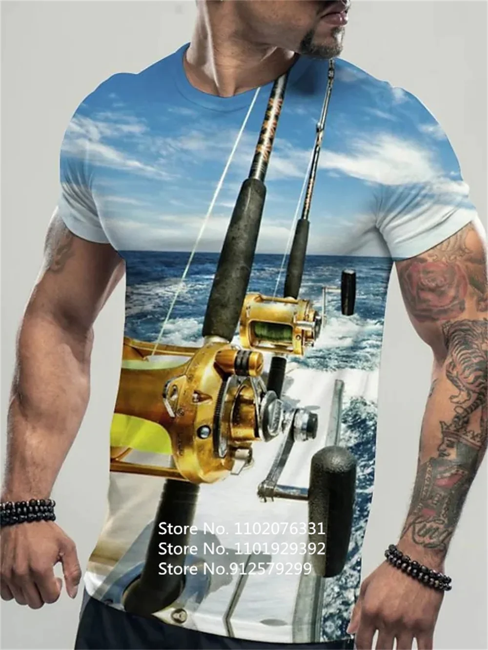 Купи New Men's Fashion T-Shirt Casual Fish Fishing Cool 3D Printed T Shirts for Men Short Sleeve Sport Tee за 142 рублей в магазине AliExpress