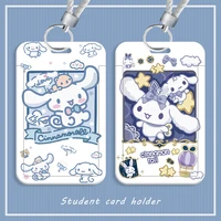 cartoon card sleeve sanrio cinnamoroll kawaii anime cute hello kittys pendant student bus card protect cover keychain toys girls