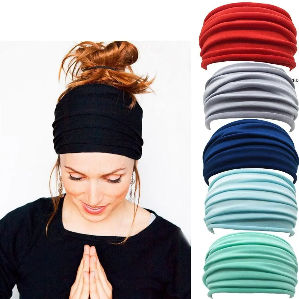 

Running Fold Elastic Stretch Sports 1pc Yoga Headwrap Hairband Running Turban Accessories Wide Nonslip Headband Band Women Hair