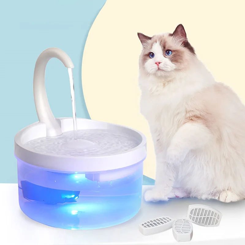 

2L Automatic Cat Water Fountain Led Light USB Powered Cat Water Dispenser Dog Water Drinker Swan Neck Shaped Pet Dispenser
