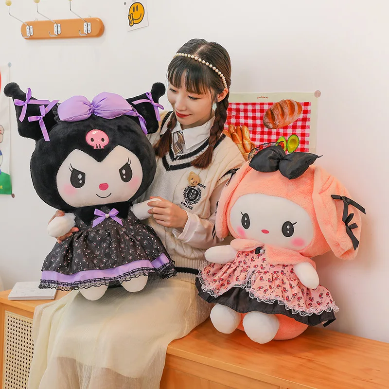 

Sanrio Kawaii Anime My Melody Girly Heart New Soft Floral Dress Doll Kuromi Cute Cartoon Doll Birthday Present Toys for Kids