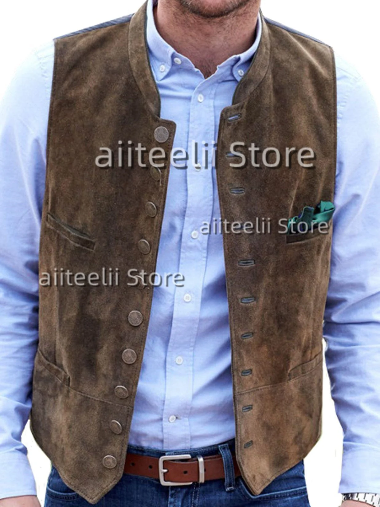 Men's Suede Suit Vest Casual Steampunk Style Waistcoat Sleeveless Male Jacket мужской жилет