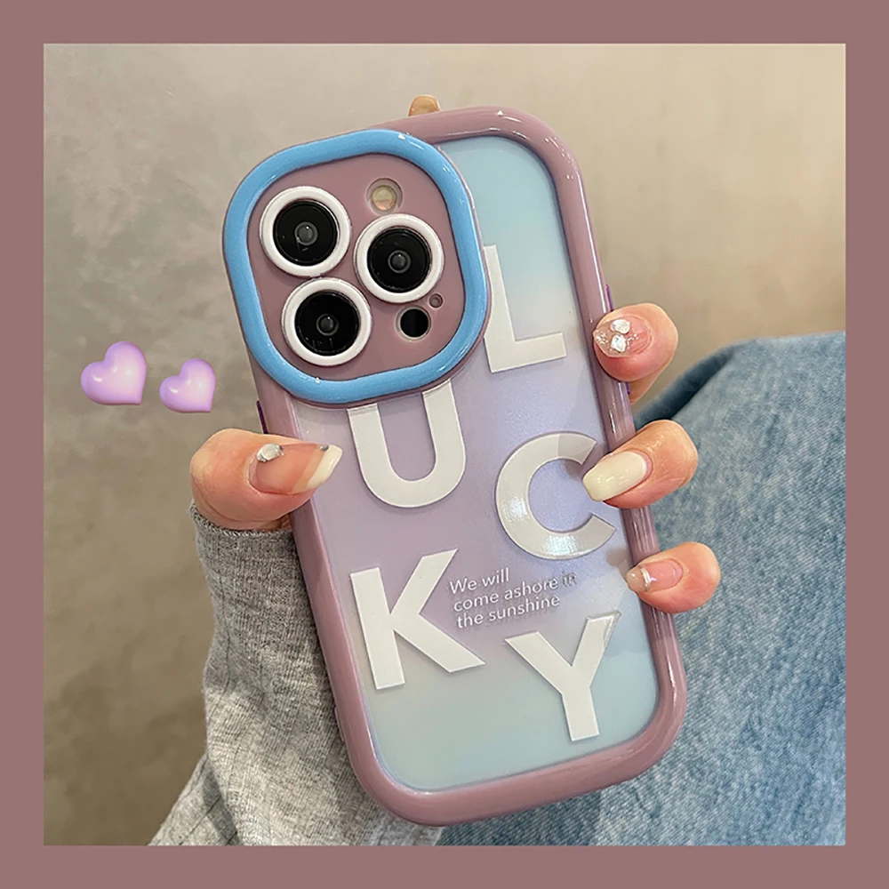 

Cute Letter Lucky Shockproof Bumper Phone Case For iPhone 14 Pro Max 11 12 13 Pro Max Funny Soft Fashion Clear Back Cover Case