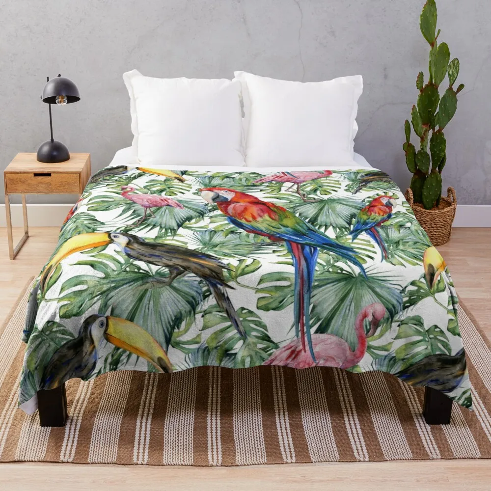 

TROPICAL JUNGLE PATTERN Throw Blanket Large Knit Plaid