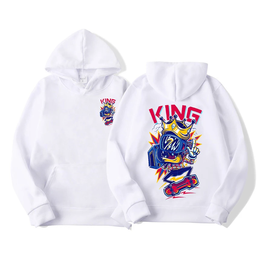 

Crown Printed Oversized Hiphop Couple Hoodie Sweatshirt Vintage Long Sleeve Hoodie Clothing Loose Jacket Casual Y2K Streetwear