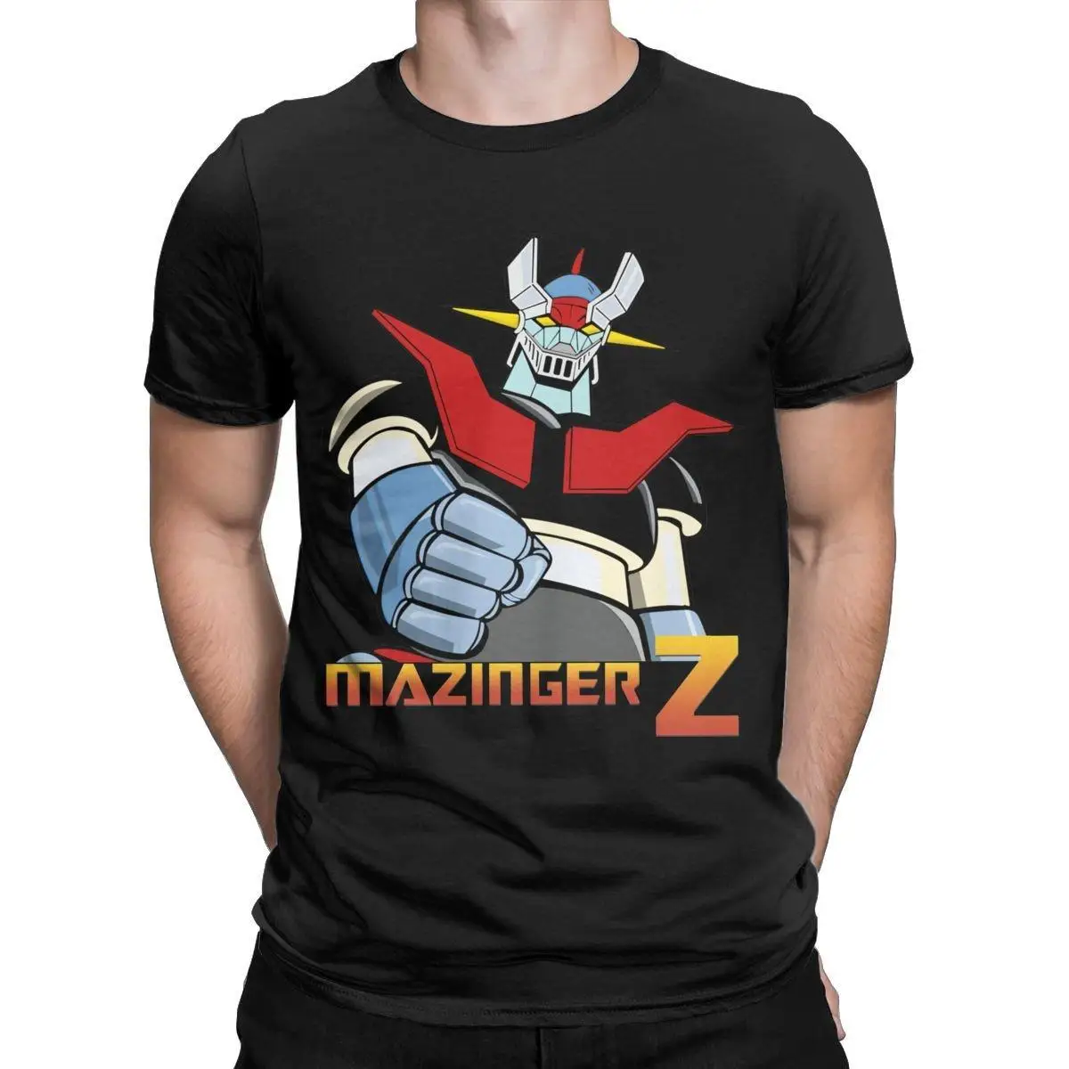 Mazinger Z Anime Robot T-Shirt for Men Leisure Pure Cotton Tee Shirt Round Neck Short Sleeve T Shirt Gift Idea Clothes