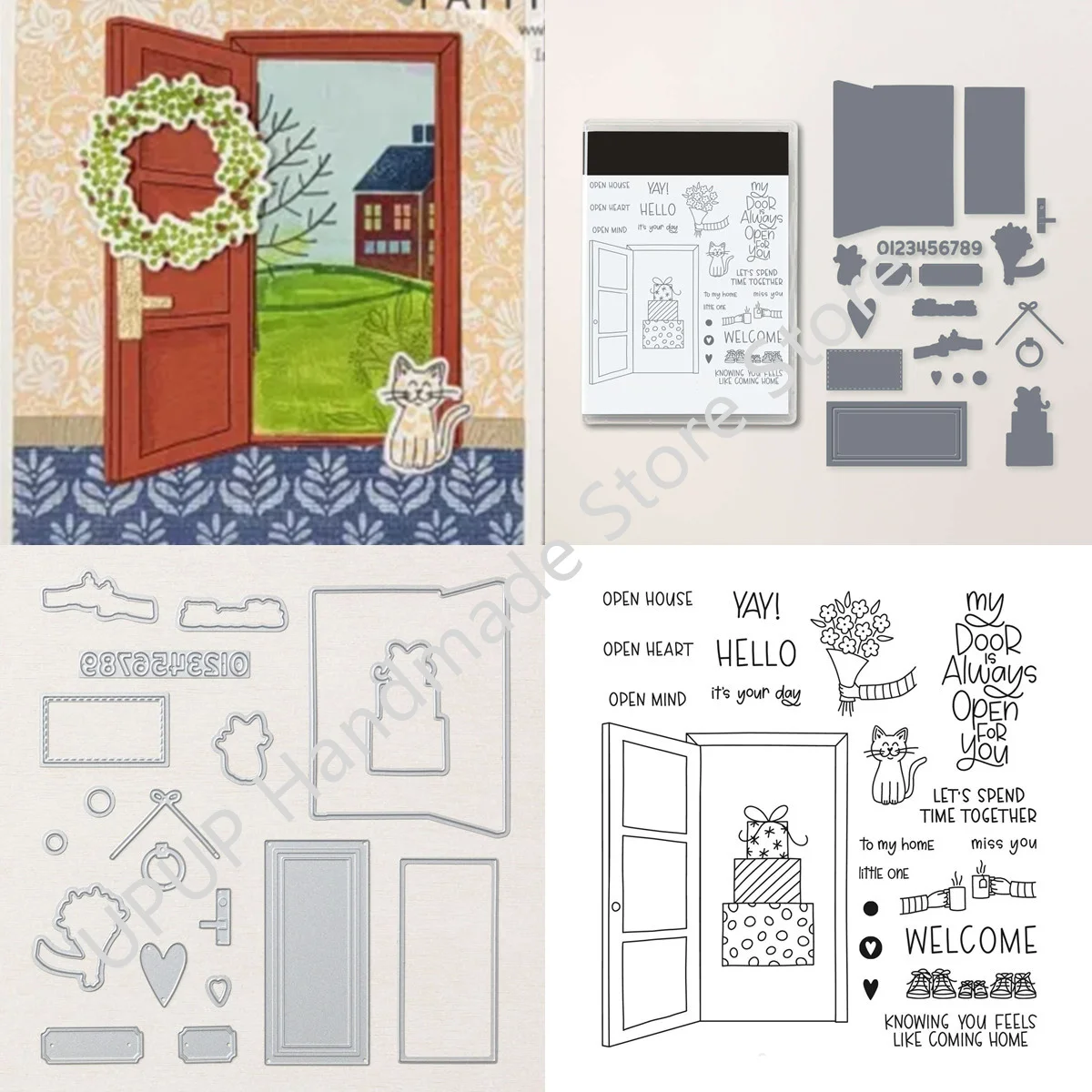 

Cat Christmas Metal Cutting Dies And Silicone Rubber Stamps For DIY Scrapbooking Decoration Embossing Template 2022 New Arrived