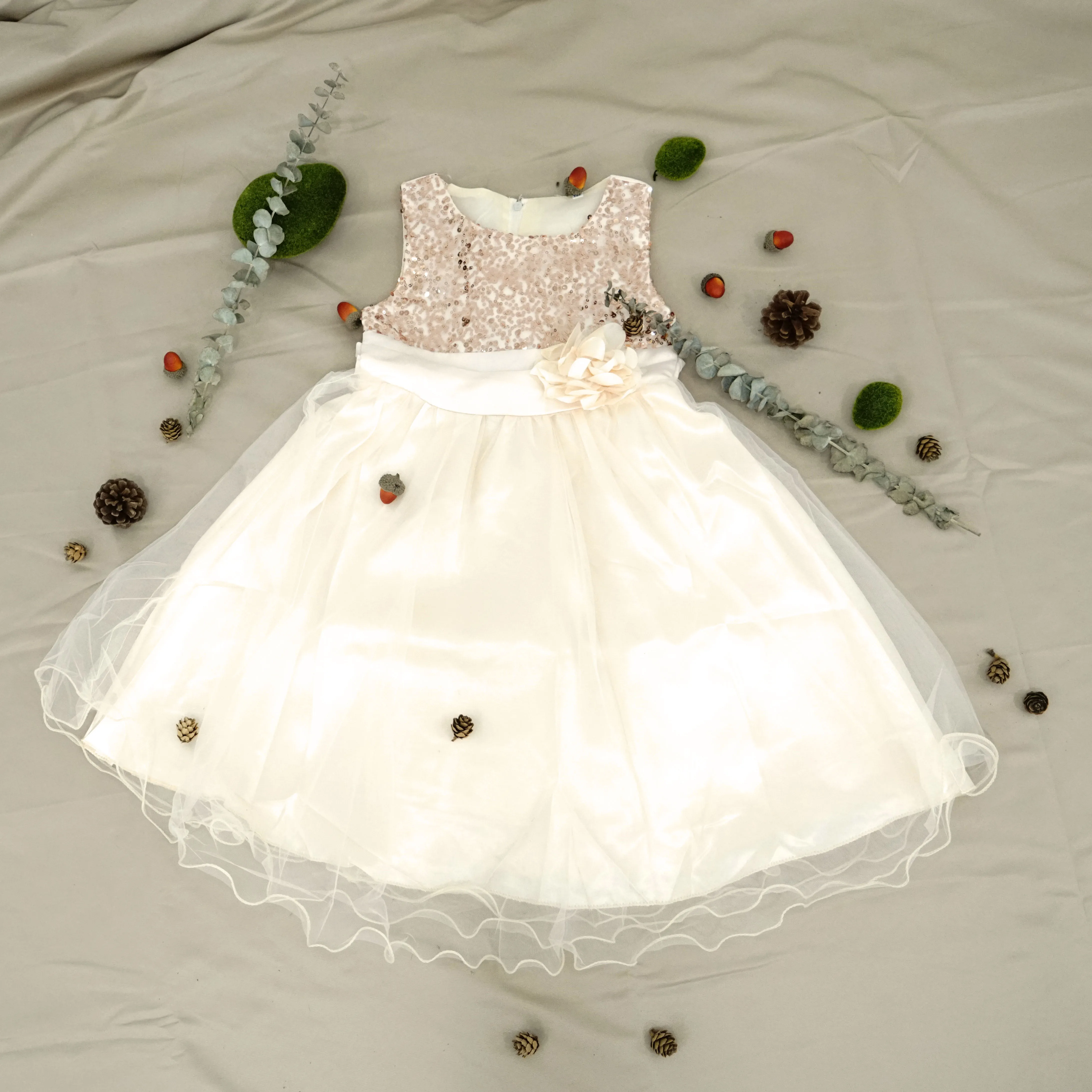 

2022 New Girl's Dress Wedding Children's Princess Catwalk Show 10 Color Sequin Formal Lovely Flower Belt Mesh Puffy Dress