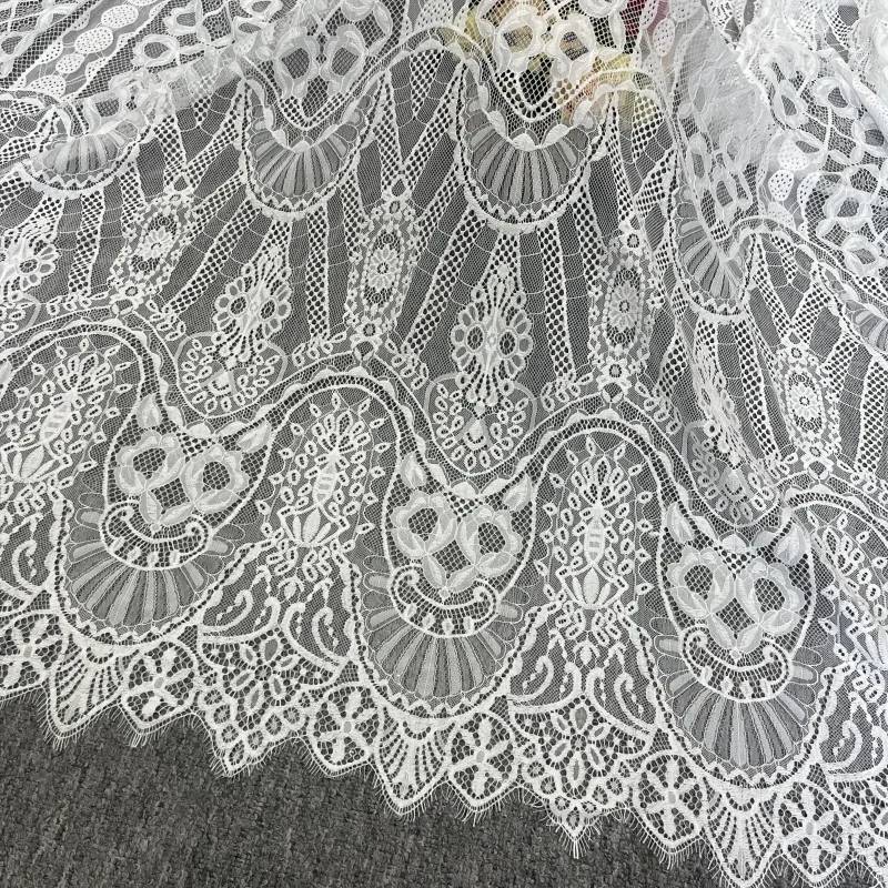 3 ярда мягкая свадебная кружевная ткань с ресницами шантильи уникальная круглая