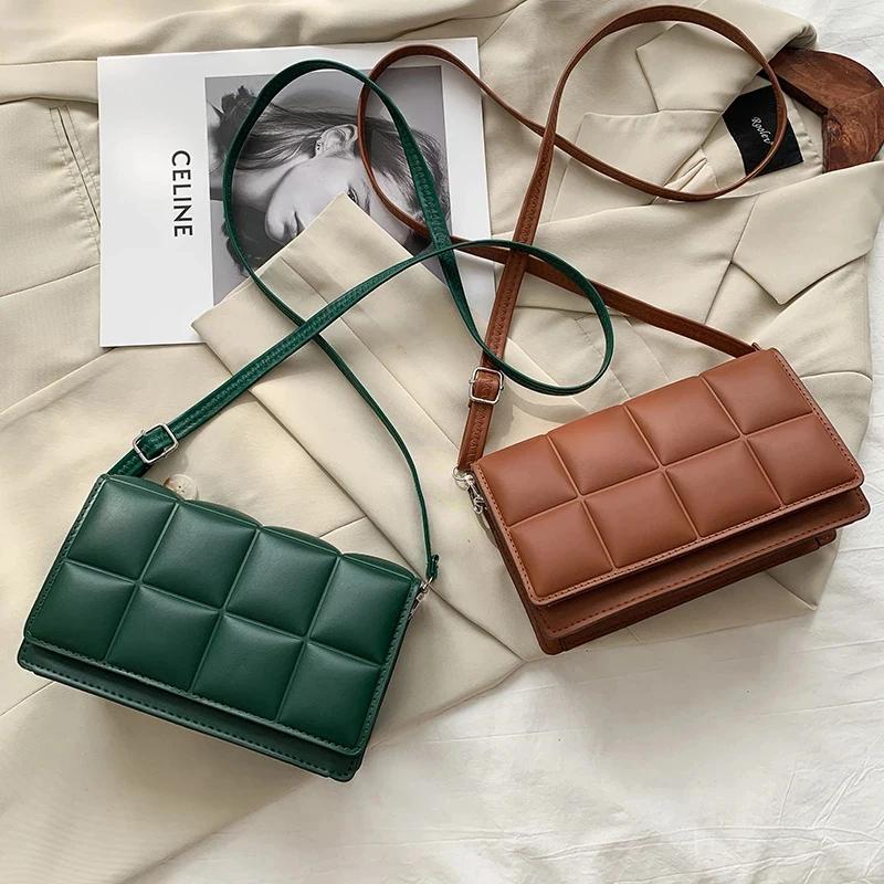 

2022 Solid Color Fashion Shoulder Handbags Female Travel Cross Body Bag Weave Small PU Leather Crossbody Bags for Women