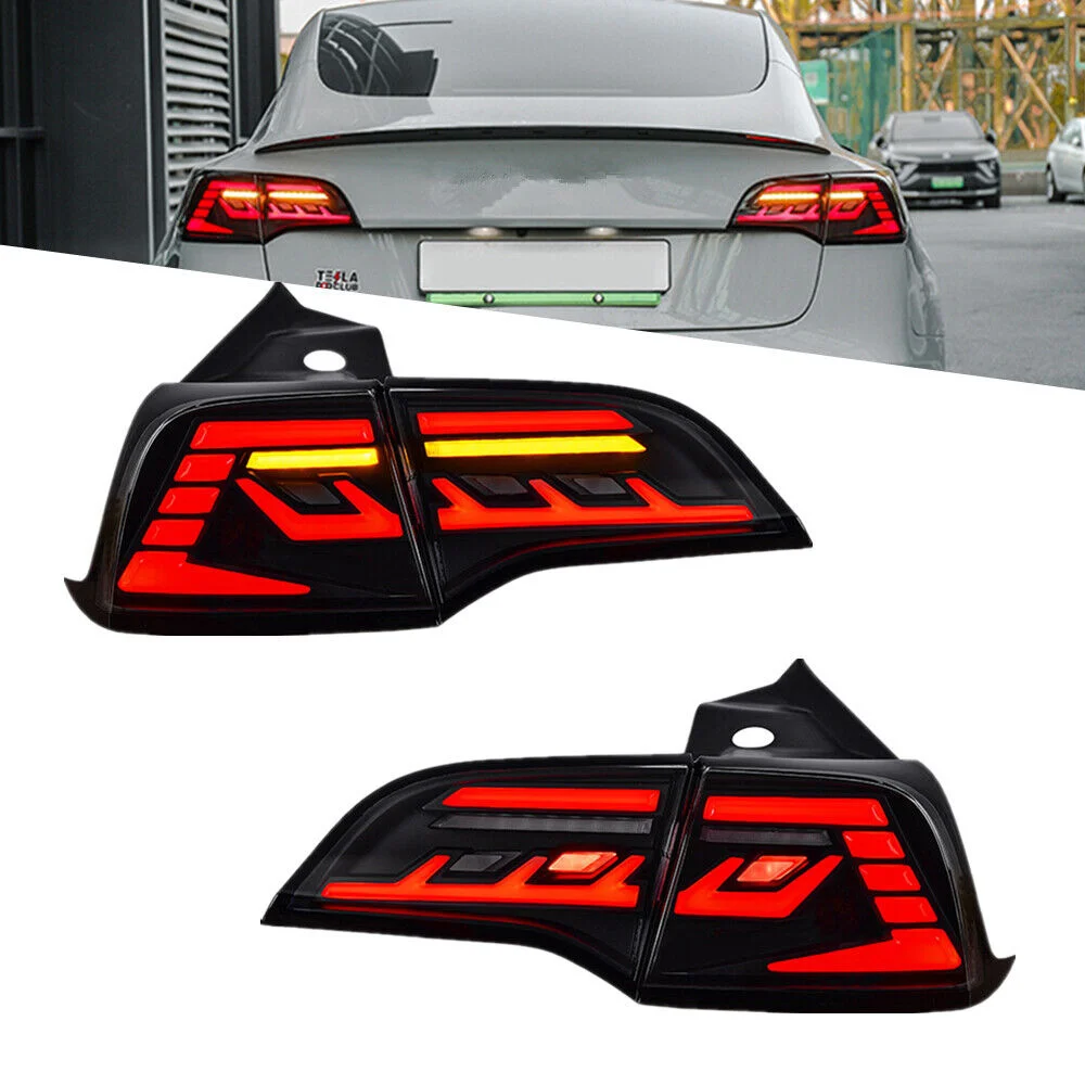 

LED Tinted Tail Lights For Tesla Model 3 / Y 2017-2022 Sequential Rear Lamps