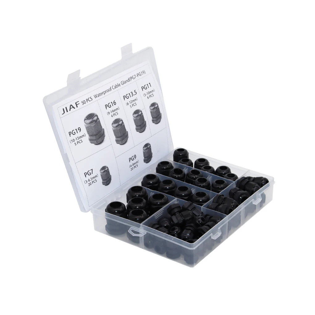 

50pcs Nylon Reliable Wire Sealing With Waterproof Cable Gland PG7 Cable Fixing Wiring Solutions Without Burrs