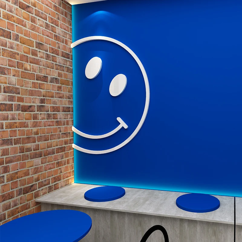 

Smiling Face Acrylic Wall Stickers Self-adhesive 3D Mirror Wall Decal DIY Shop Scene Living Room Home Wall Decor