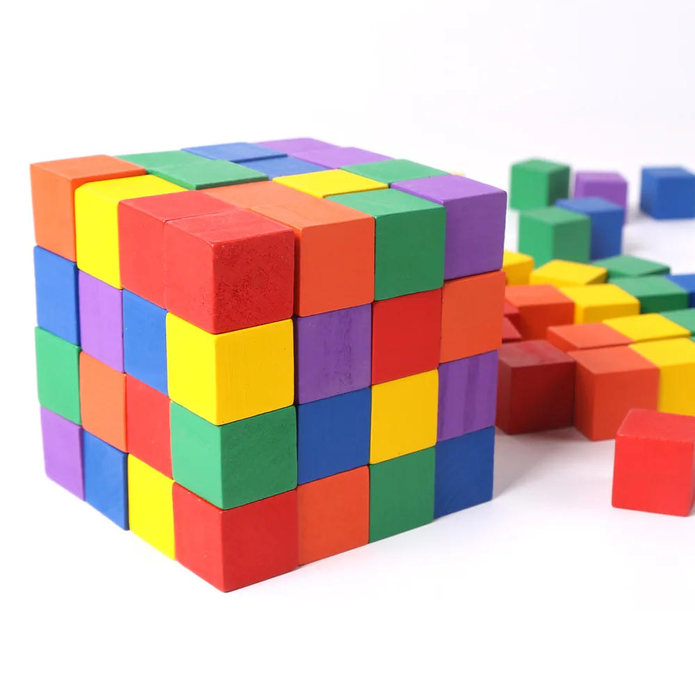 

10pcs Montessori Colorful Wood Building Blocks 1cm,2cm Rainbow Cubes Early Educational Toys Math Teaching Aids