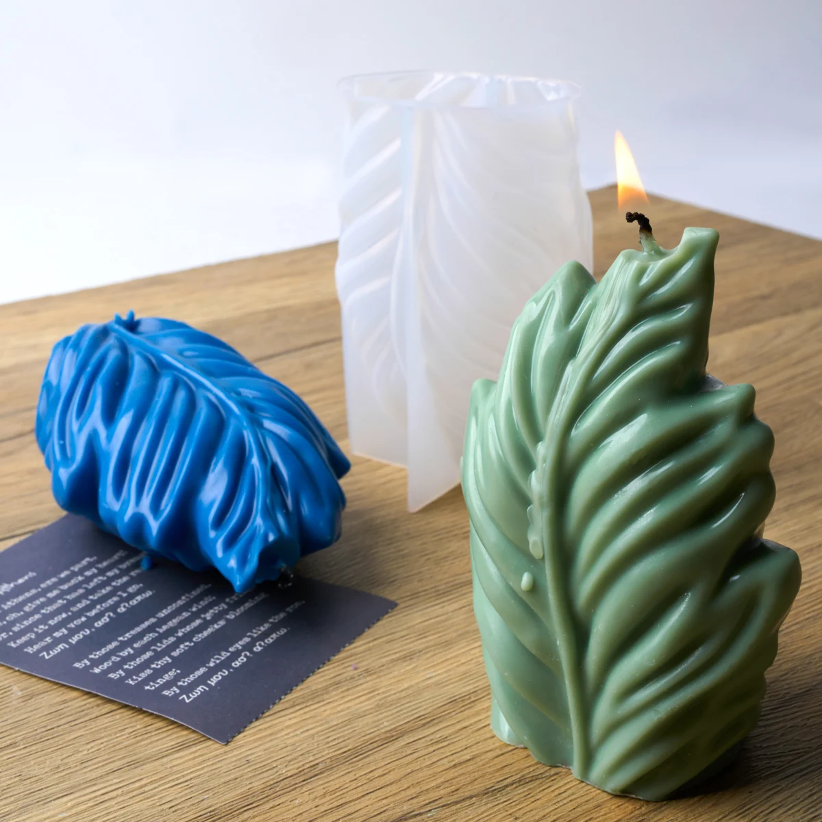 Силиконовая форма в виде листа для свечи сделай сам ручная работа Геометрическая