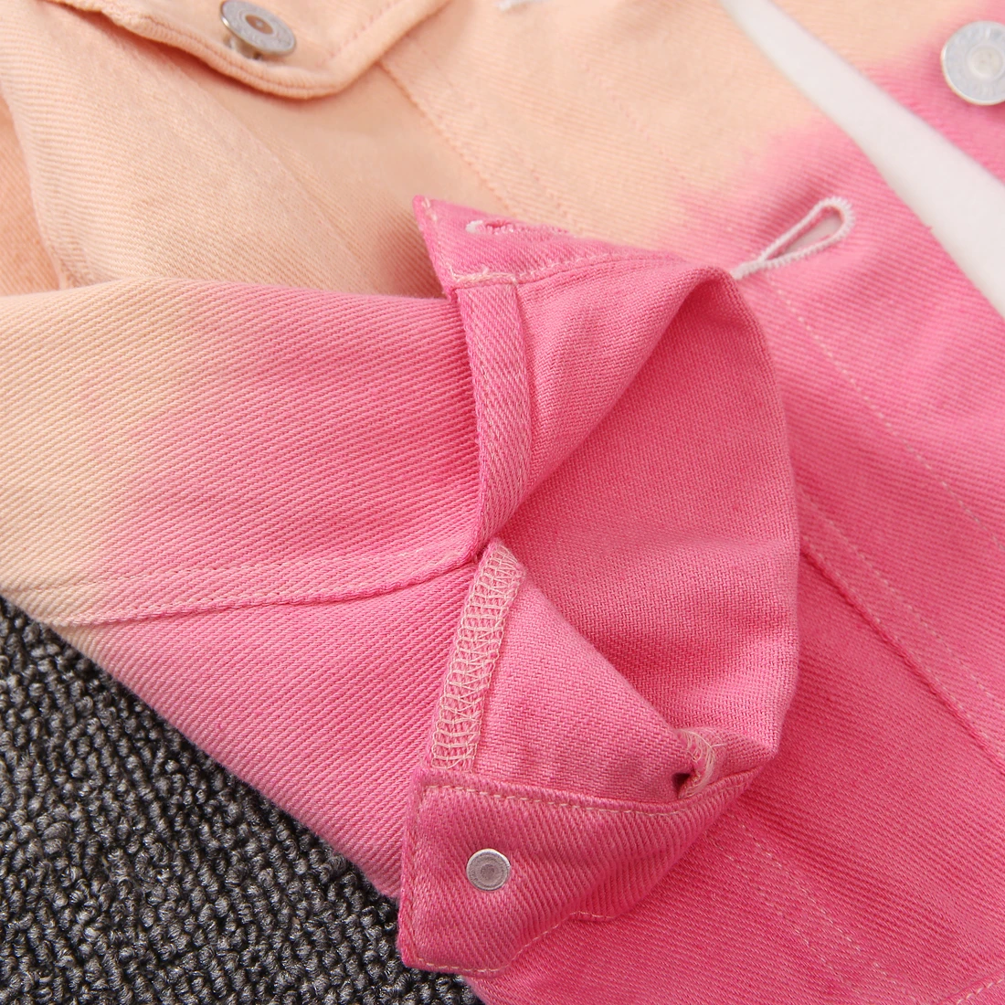 PatPat Toddler Girl Sweet Tie Dyed Colorblock Lapel Collar Denim Jacket Autumn Winter Children's Outerwear Coat Jacket for Kids