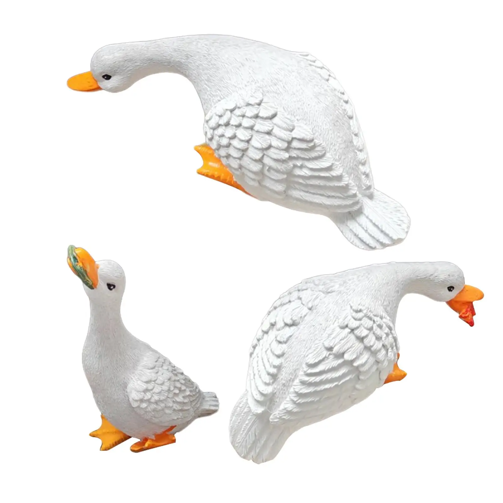 

3 Pieces Outdoor Duck Sculptures Simulation Handpainted Garden Duck Statues for Backyard Flower Bed Balcony Lawn Landscaping