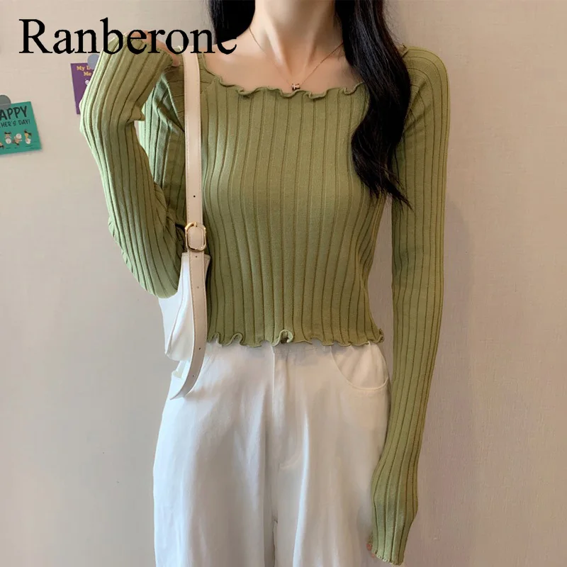 Женский свободный пуловер с V-образным вырезом и коротким рукавом |