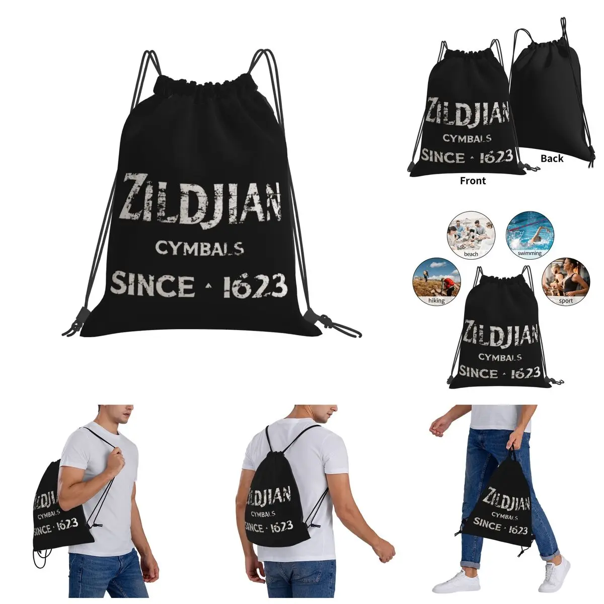 

Zildjian Logo Merchandise Essential Drawstring Bags Gym Bag Funny Backpack Funny Geek R354 Rucksack