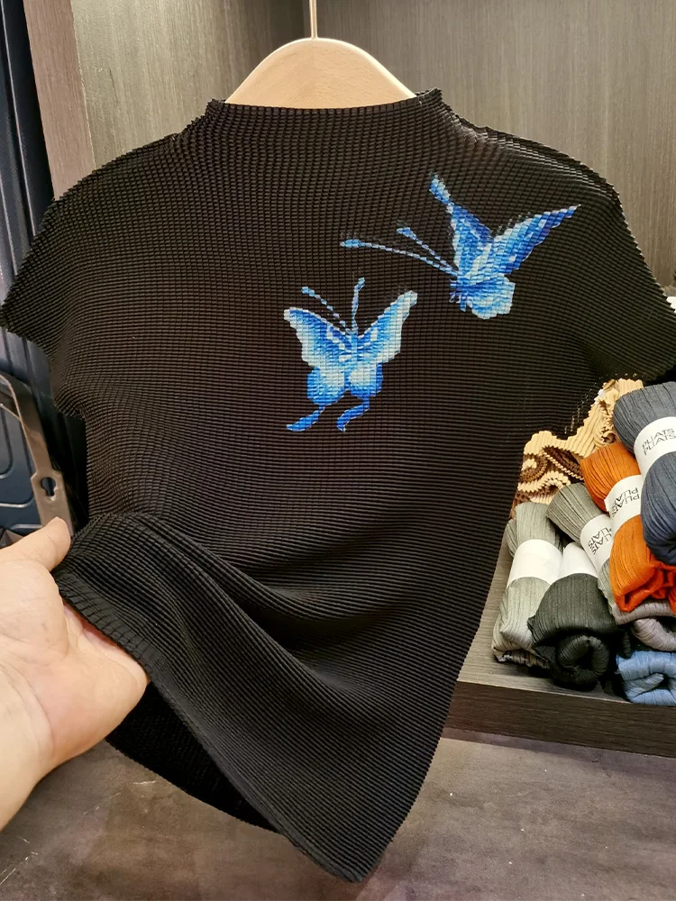 Элегантная плиссированная Футболка с принтом кукурузного зерна коротким