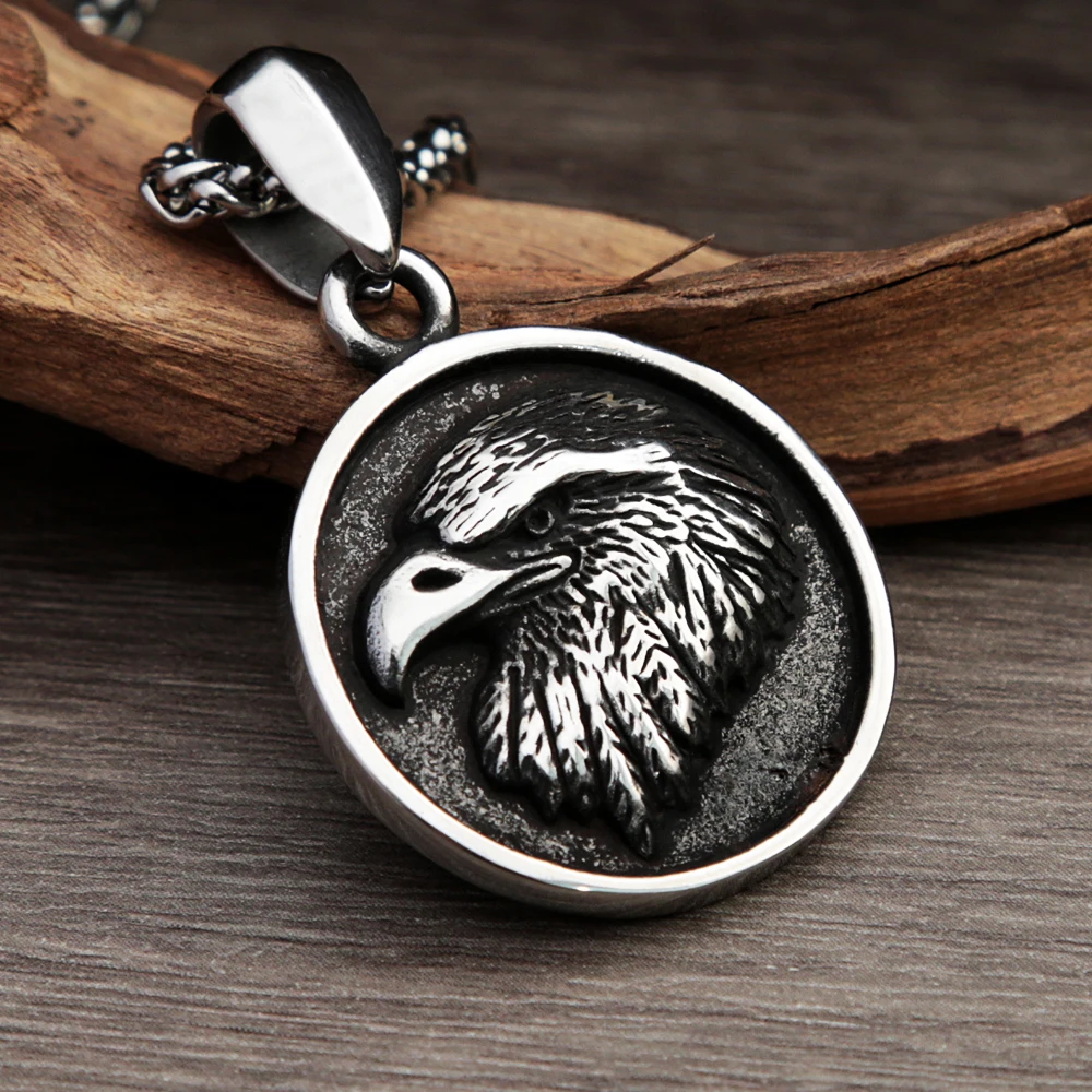 

Fashion Classic Eagle Pendant Necklace Men Stainless Steel Vintage Animal Biker Necklace Amulet Jewelry Gift Dropshipping