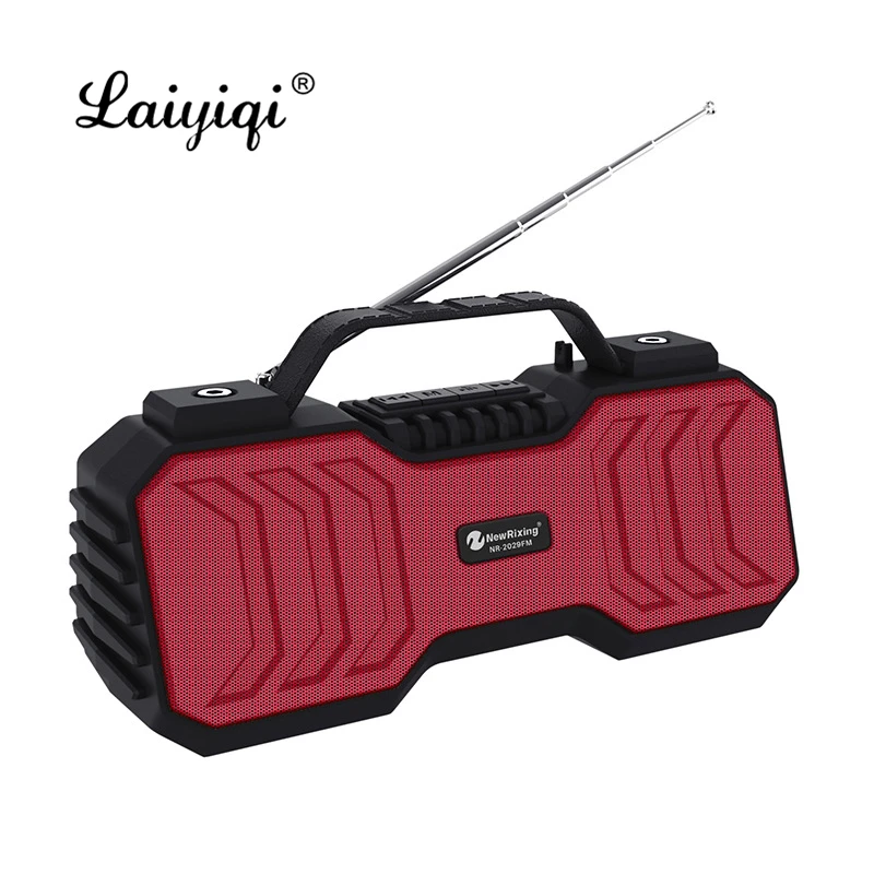 

Laiyiqi antenna Fashion boombox 5.0 EDR Bluetooth speaker dual woofer Radio FM 3D Stereo Portable hook handle BT loudspeaker