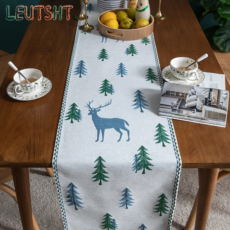 

American Christmas Fawn Jacquard Beads Table Cloth Coffee Table TV Cabinet Cover Towel Table Flag