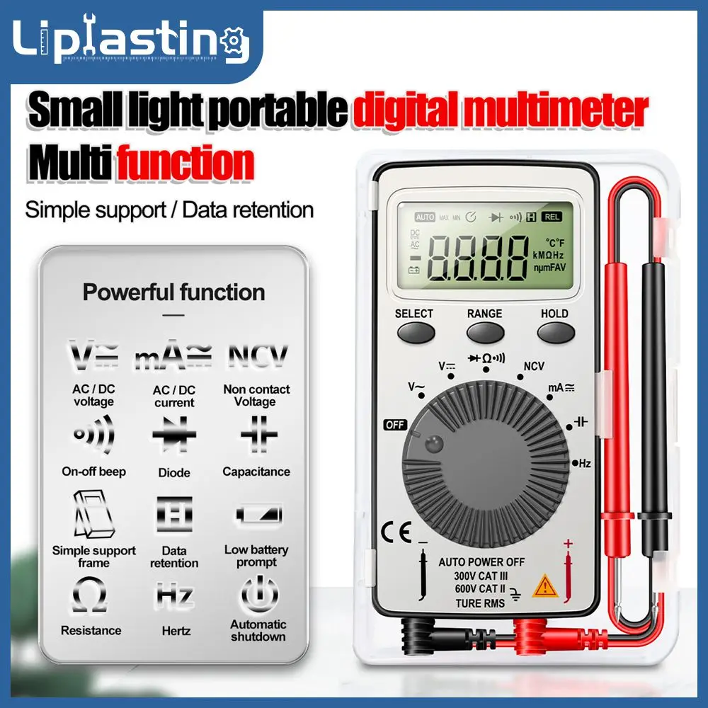 

AN101 Mini Digital Multimeter1999 T-RMS AC/DC NCV Capacitance Ammeter Voltmeter Tester Multimetro Digital Profesional Test Lead