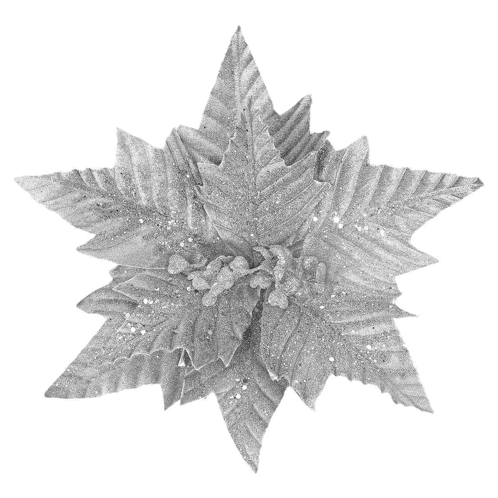 

Christmas Flowers Tree Decorations Poinsettiaflower Artificial Ornamentsvalentines Fake Decor Ponsiettaclips Faux Wreath Ribbon