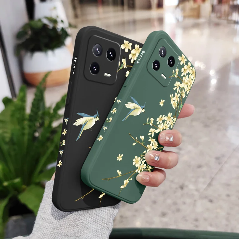 Plum Tree Branch Phone Case For Xiaomi Mi 14 14T 13 13T 12 12X 12T 12S 11 11T 10 10T 9 9T Pro Lite Liquid Silicone Cover