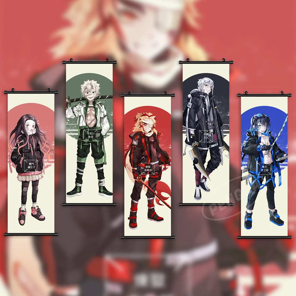 

Home Decor Demon Slayer Wall Art Anime Painting Hashibira Inosuke Hanging Scrolls Himejima Gyoumei Canvas Print Picture Poster