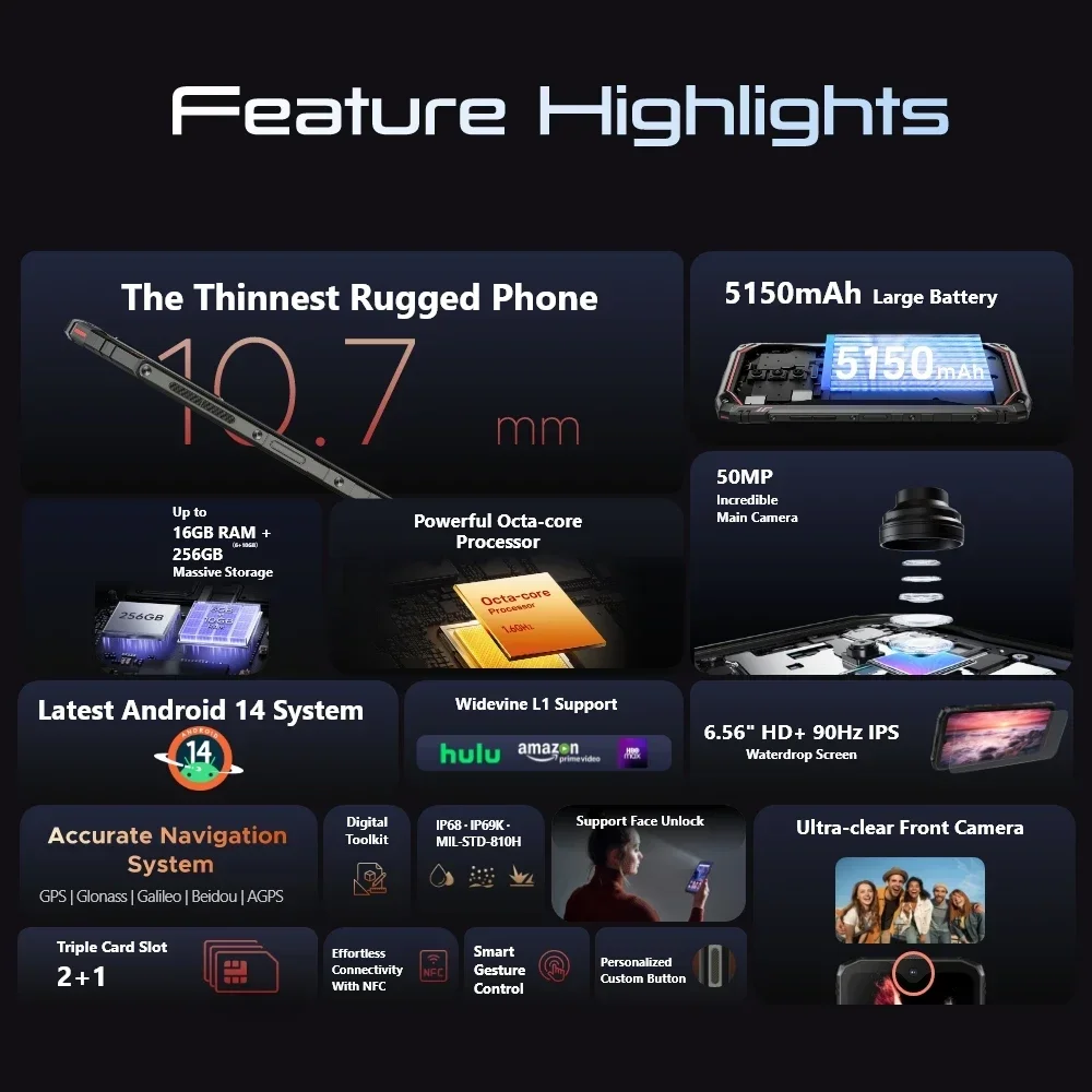 Телефон Глобальная версия DOOGEE Blade10 Pro защищенный 6 56 дюйма 90 Гц IPS ГБ 256 50 МП