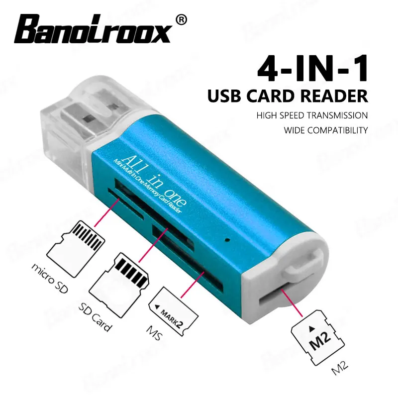 

Многофункциональный кардридер Micro USB 2,0, кардридер для Micro SD SDHC TF M2 MMC MS PRO DUO
