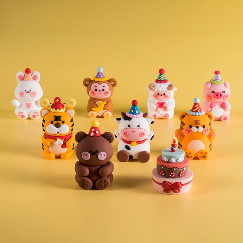 

1pc Cartoon Wild Animals Cake Topper Happy 1st Birthday Party Decor Kids Favor Cupcake Topper Jungle Baby Boy Girl Supplies