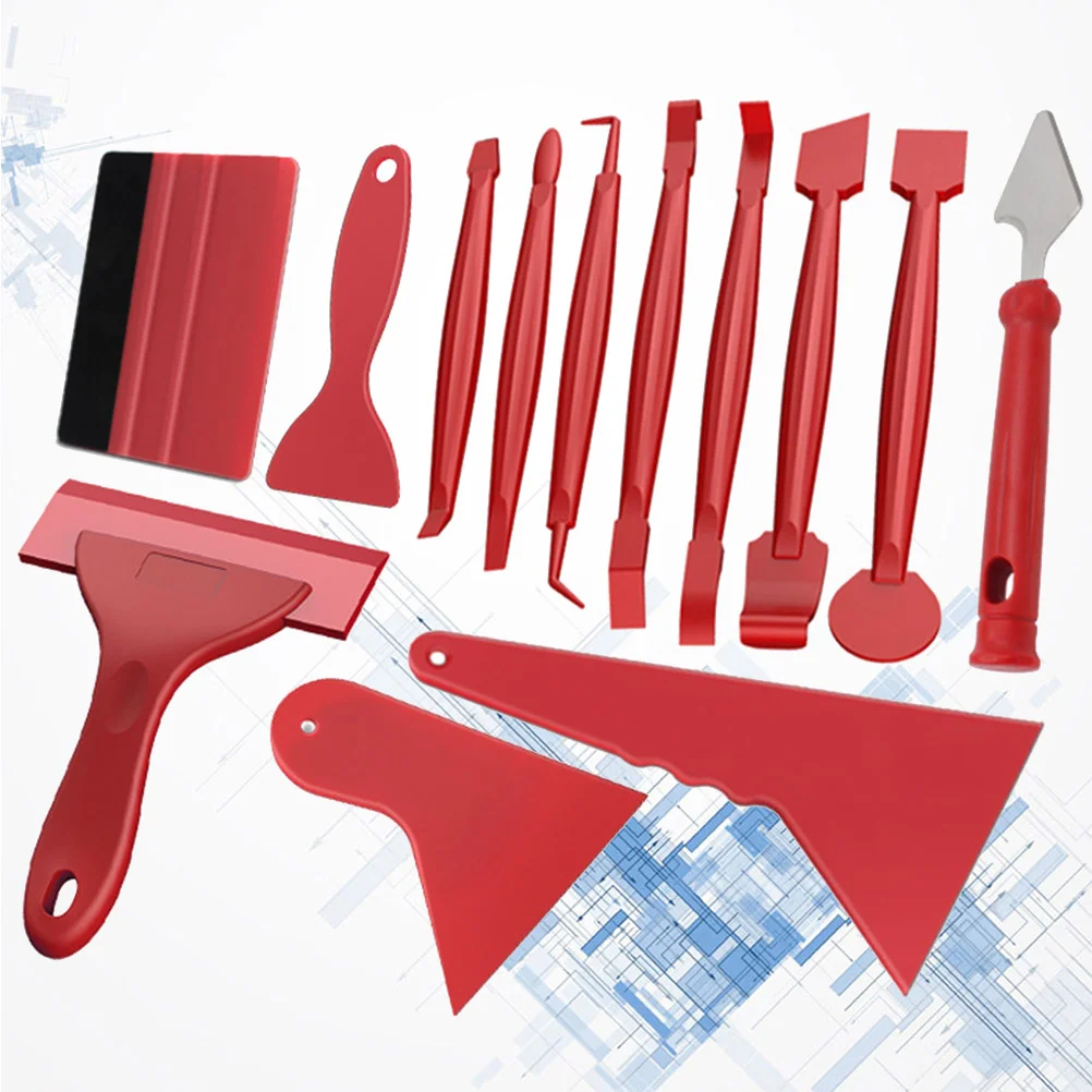 

13PCS/Set Car Film Tool Trim Modification Kit Car Scrapper Spudger Crowbar Repair Removal Tool (Red)