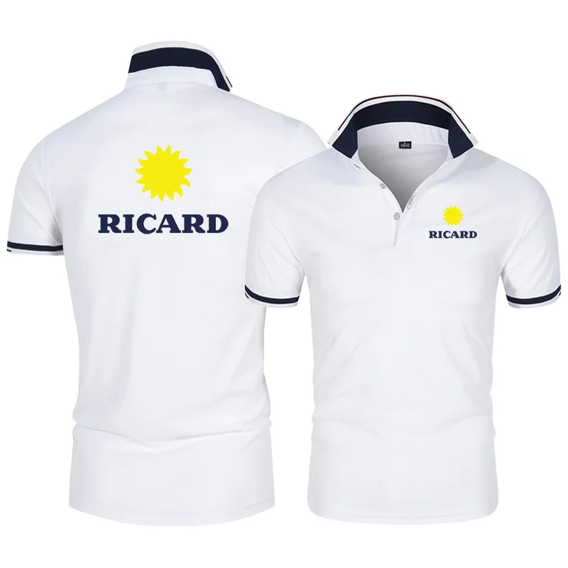 

RICARD 100 Cotton Polo Shirt Men 2022 Brand Shirts For Man Short Sleeve Summer Fashion Clothing Grey Black Navy Mens Polos Shirt