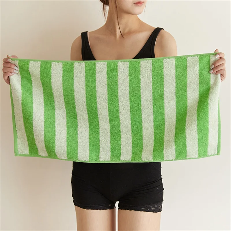 Nordic Simple Style Towel Two-tone Stripes Bathroom Absorbent Bath Towel Cotton Skin-Friendly Face Towel Fashion Beach Towel