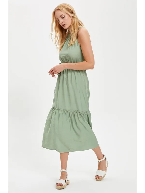 

Women's Halter-Neck Woven Dress Women Summer Dress Casual Long Prom Midi Maxi