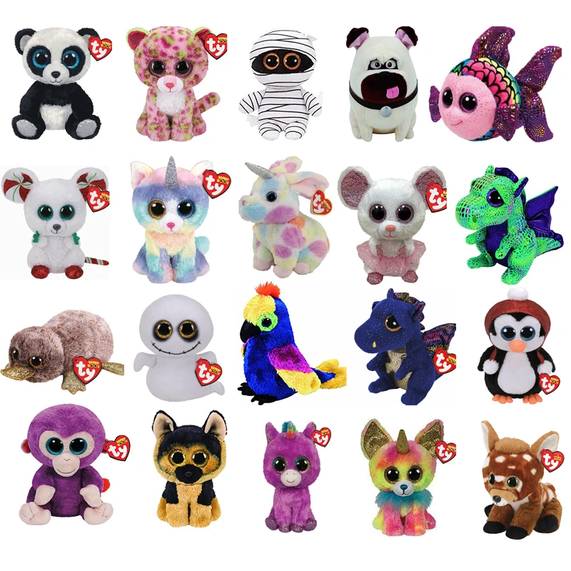 Ty Beanie Boos Единорог Тигр Панда собака Кот обезьяна плюшевые игрушки животные