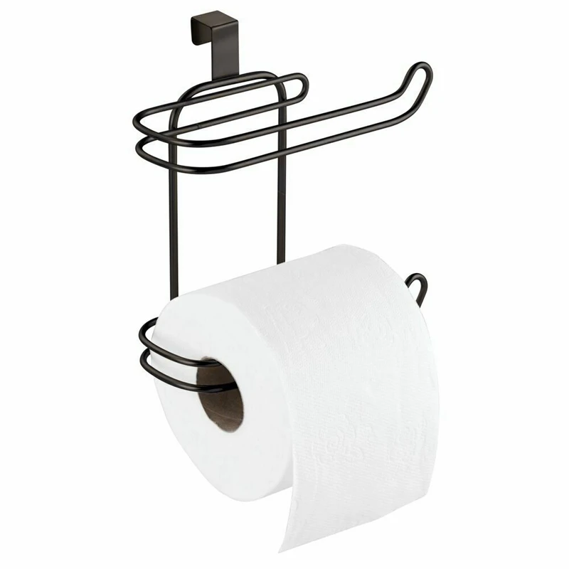 

Metal Compact Hanging Over The Tank Toilet Tissue Paper Roll Holder And Dispenser For Bathroom Storage Space Saving