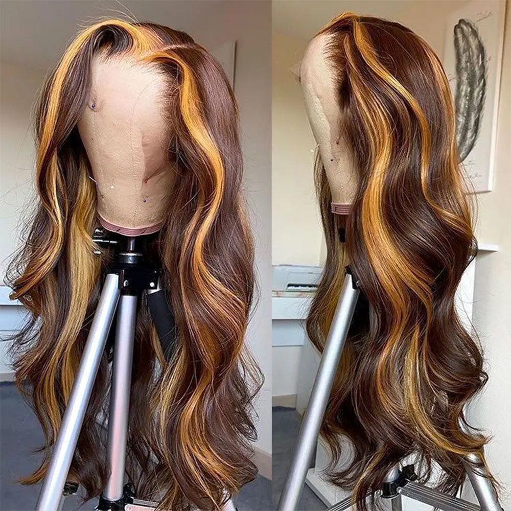 40 Inch 13x4 Highlight Human Hair Lace Frontal Wig Brazilian 30 Inch Body Wave Honey Blonde Lace Front Wigs For Women Human Hair