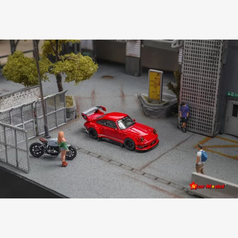 Фото STAR в наличии 1:64 RWB 964 GT Tail красный, белый, литая под давлением модель автомобиля, сбор миниатюрных игрушек №4